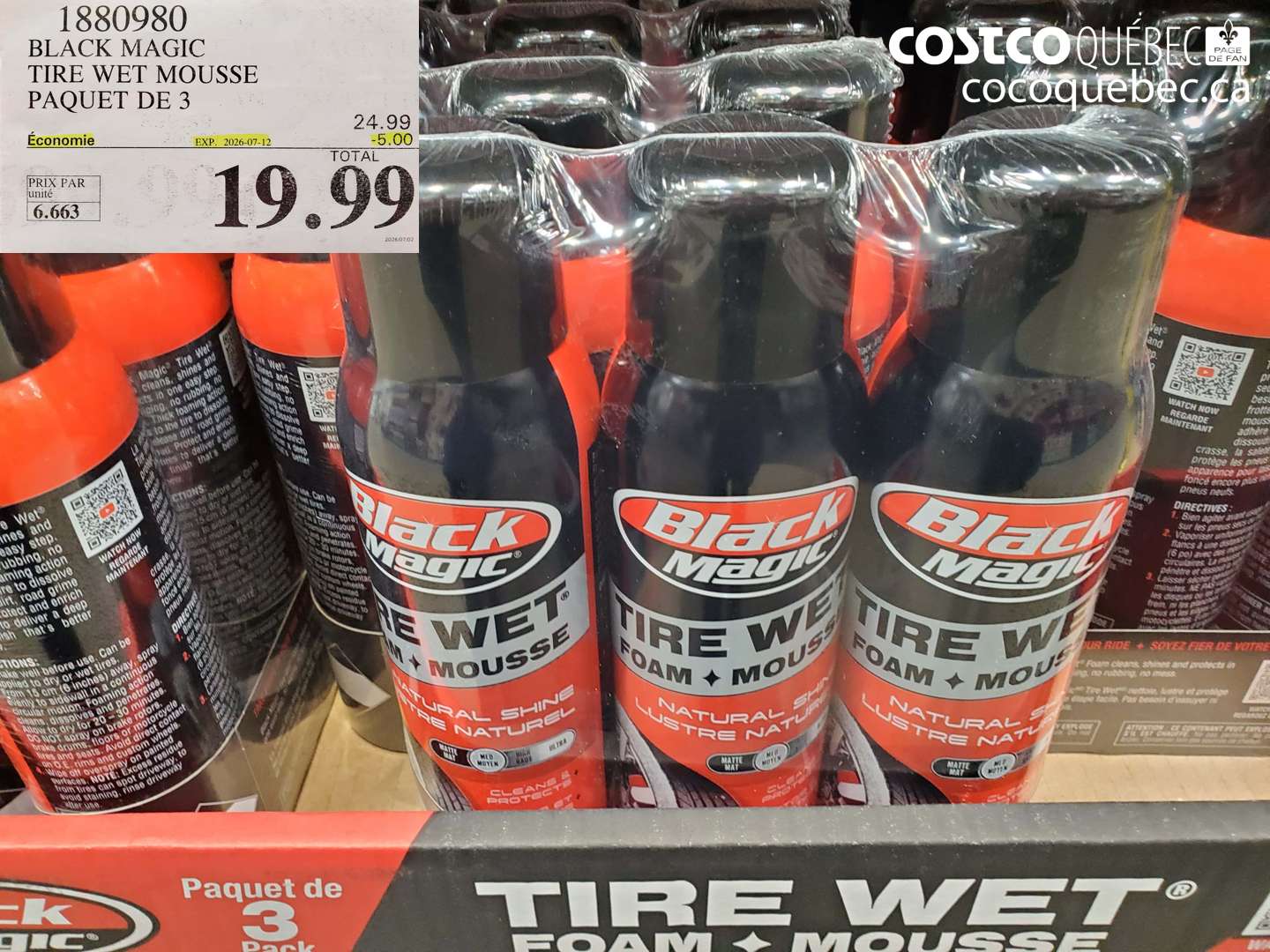 1880980 BLACK MAGIC TIRE WET MOUSSE PAQUET DE 3 ($5.00 INSTANT SAVINGS EXPIRES ON 2026-07-12) $19.99