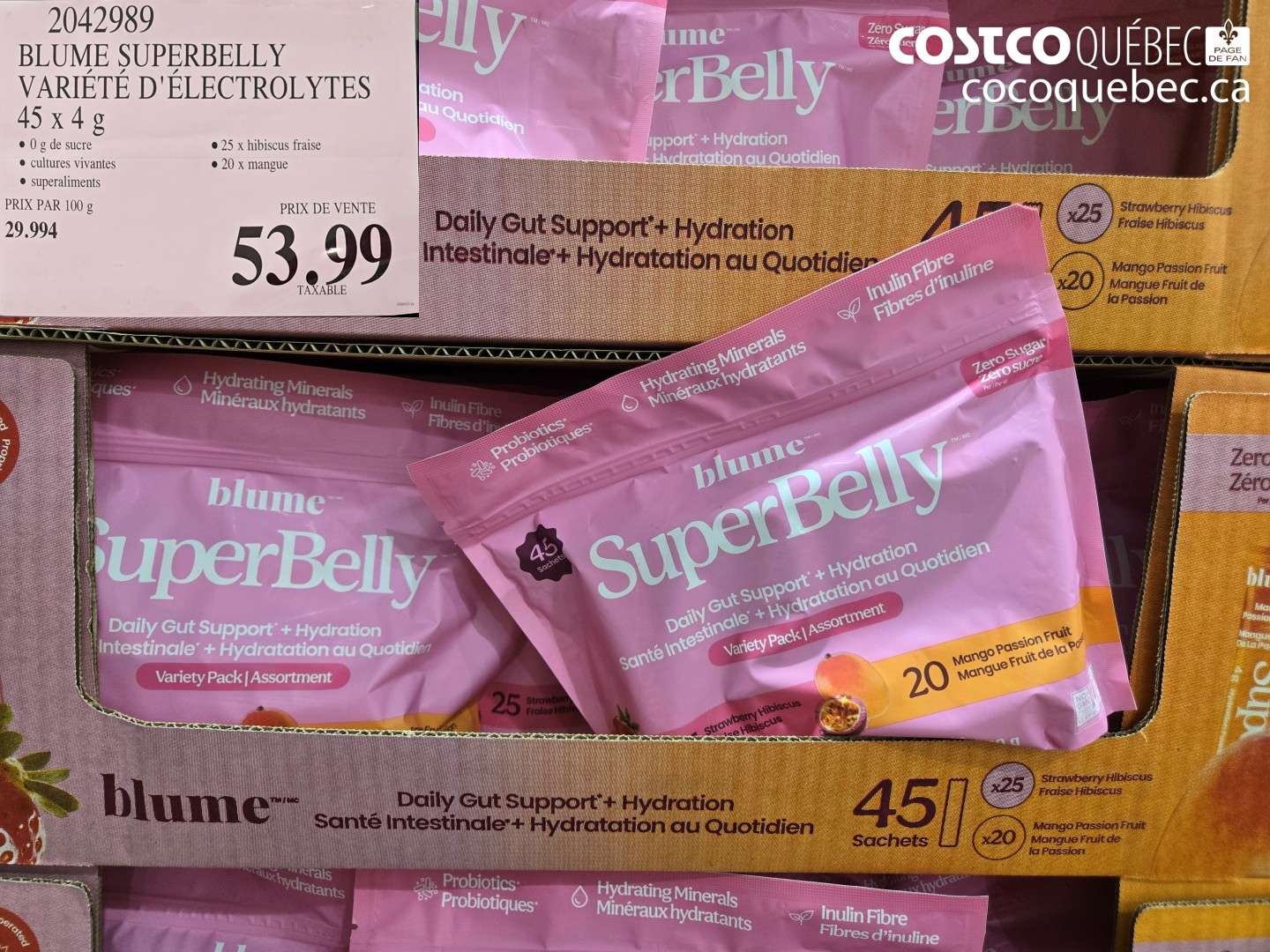 2042989 BLUME SUPERBELLY VARIÉTÉ D'ÉLECTROLYTES 45 X 4 G $53.99