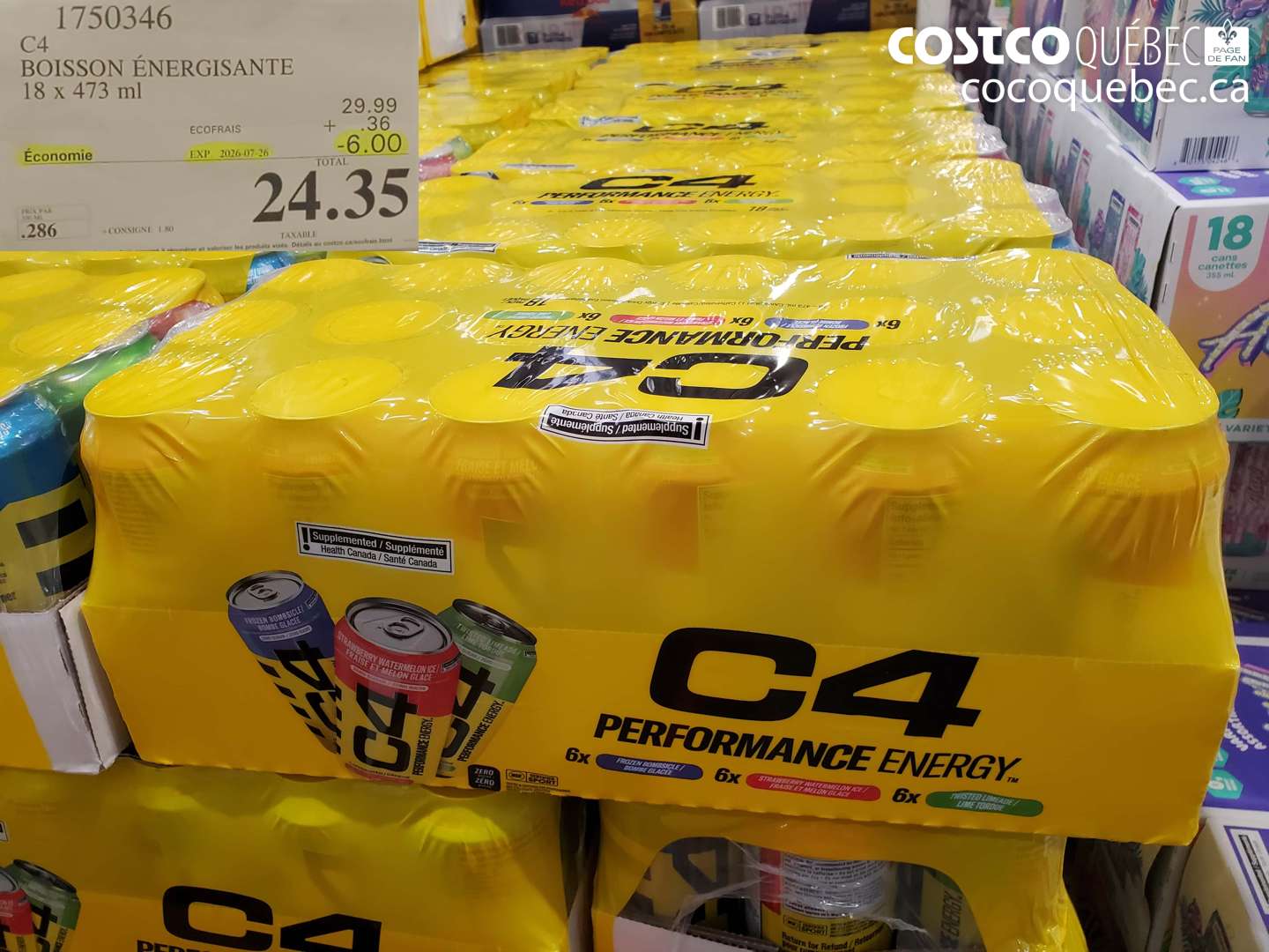 1750346 BOISSON ÉNERGISANTE 18 X 473 ML ($6.00 INSTANT SAVINGS EXPIRES ON 2026-07-26) $24.35