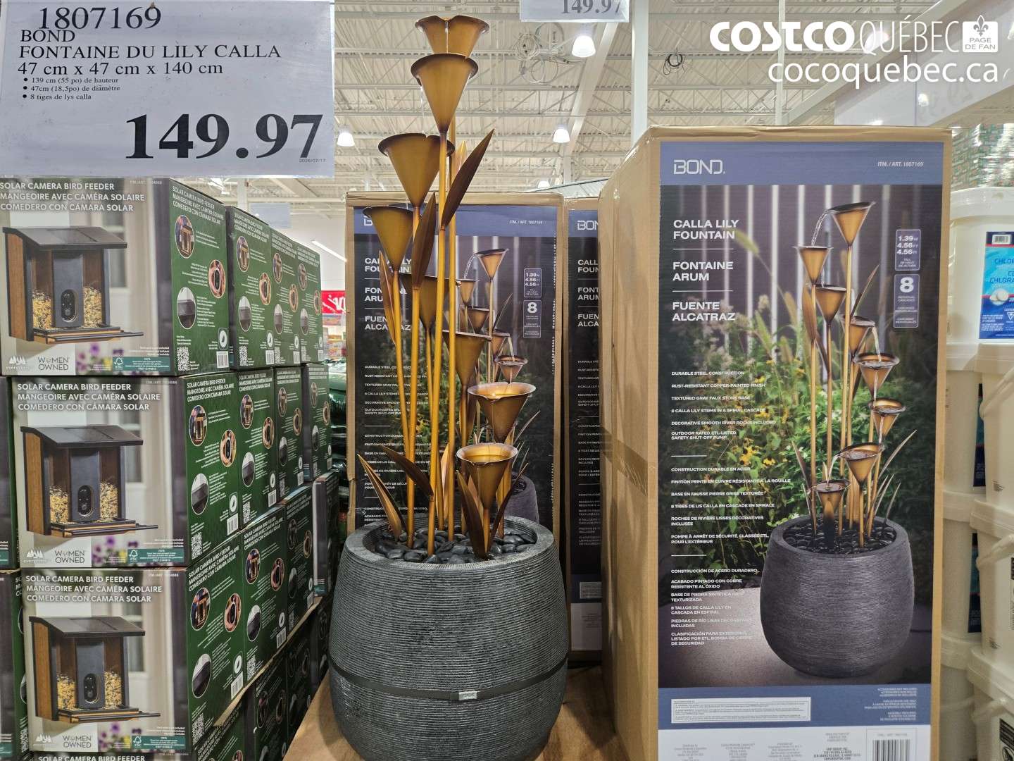 1807169 BOND FONTAINE DU LILY CALLA 47 CM X 47 CM X 140 CM $149.97