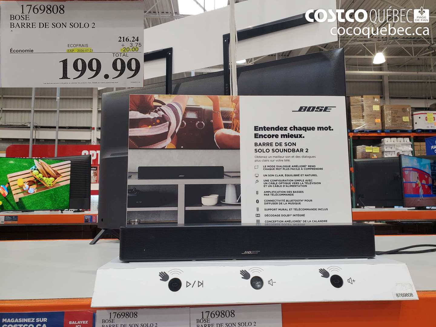 1769808 BOSE BARRE DE SON SOLO 2 ($20.00 INSTANT SAVINGS EXPIRES ON 2026-07-23) $199.99