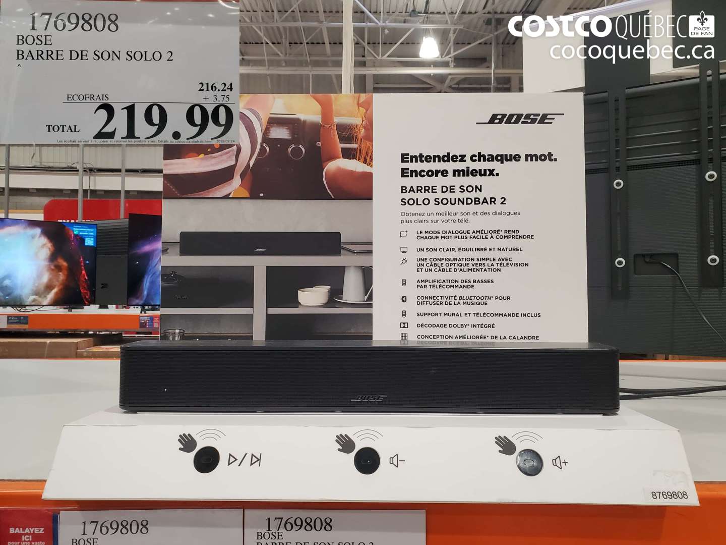 1769808 BOSE BARRE DE SON SOLO 2 $219.99
