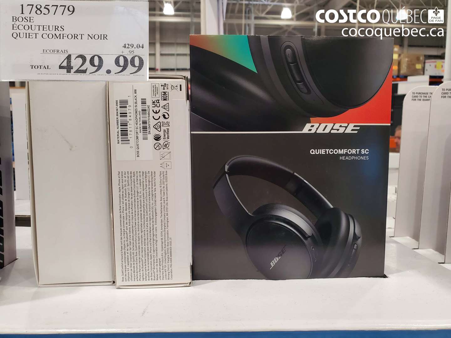 1785779 BOSE ÉCOUTEURS QUIET COMFORT NOIR $429.99