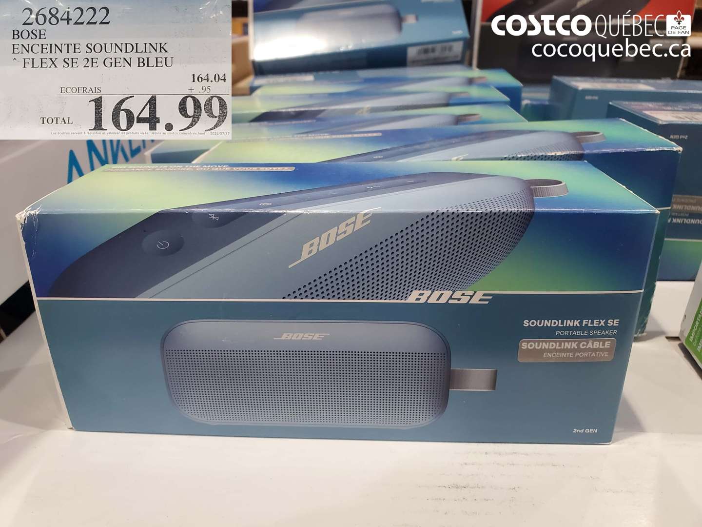 2684222 BOSE ENCEINTE SOUNDLINK FLEX SE 2E GEN BLEU $164.99