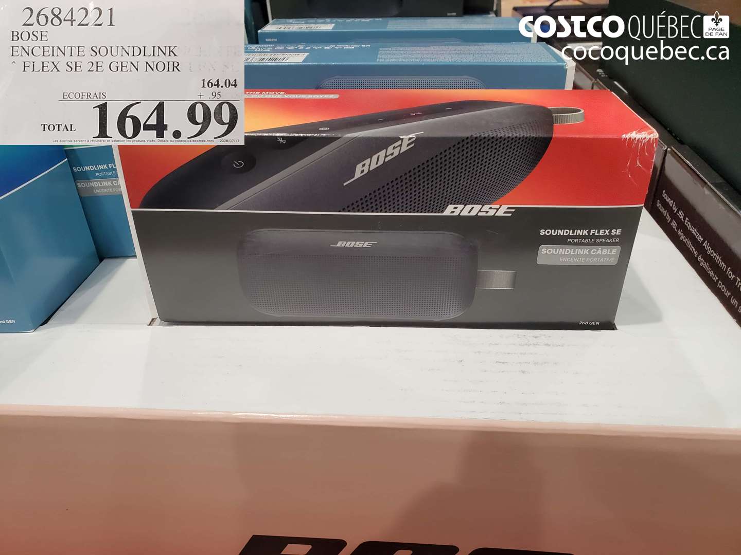 2684221 BOSE ENCEINTE SOUNDLINK FLEX SE 2E GEN NOIR $164.99