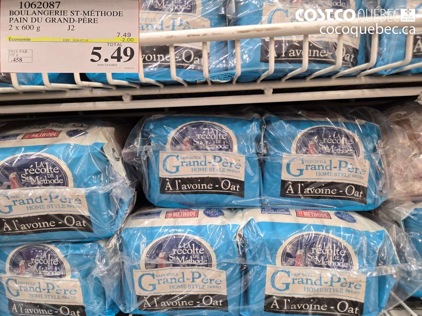 1062087 BOULANGERIE ST-MÉTHODE PAIN DU GRAND-PÈRE ($2.00 INSTANT SAVINGS EXPIRES ON 2026-07-19) $5.49