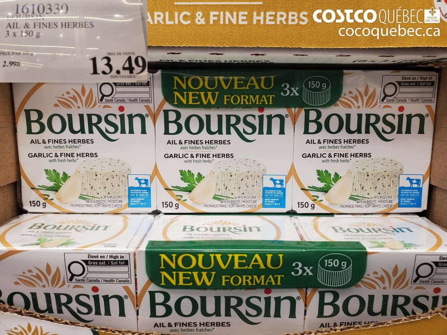 1610330 BOURSIN AIL & FINES HERBES3 X 150 G $13.49