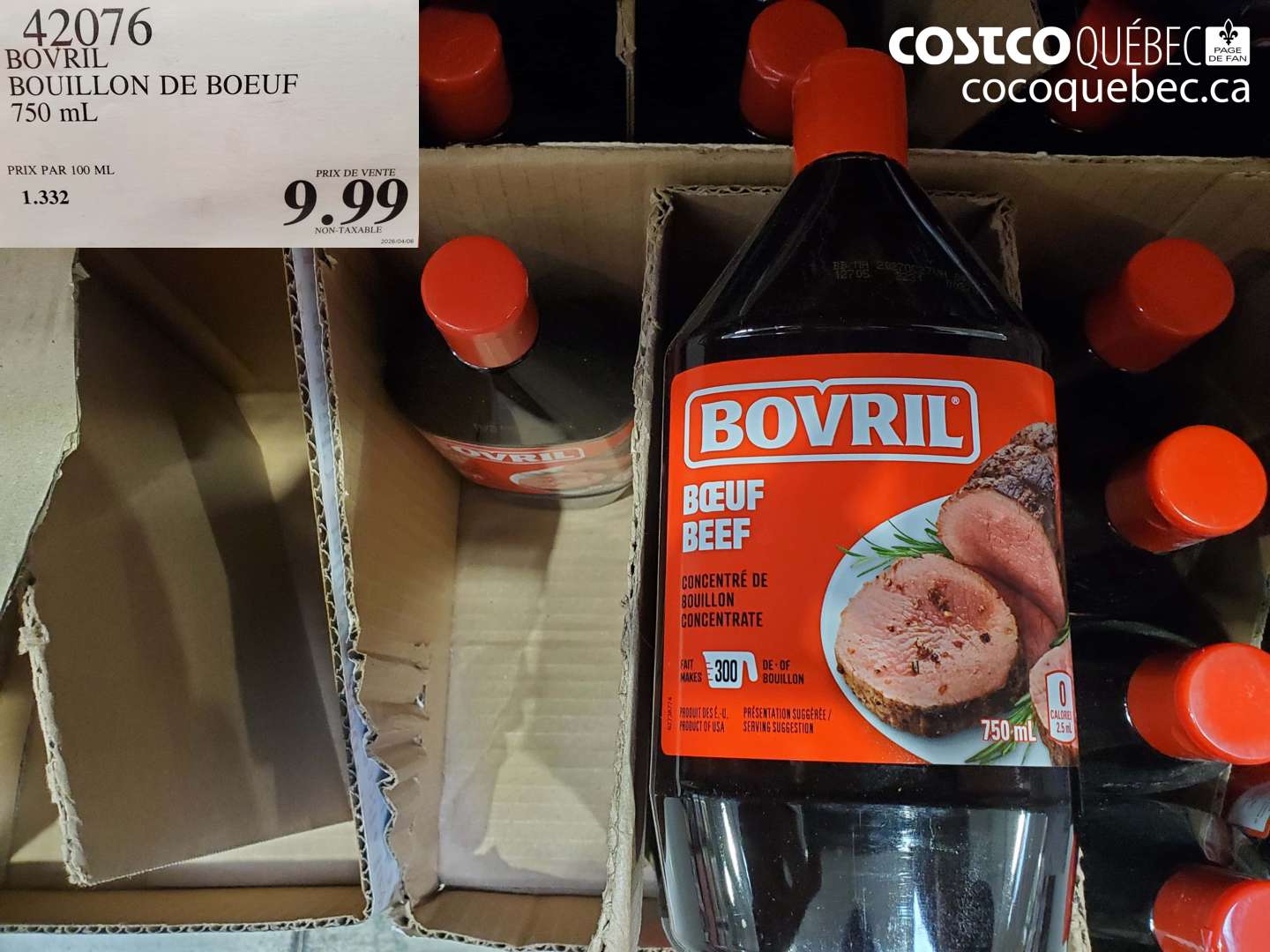 42076 BOVRIL BOUILLON DE BOEUF 750 ML $9.99
