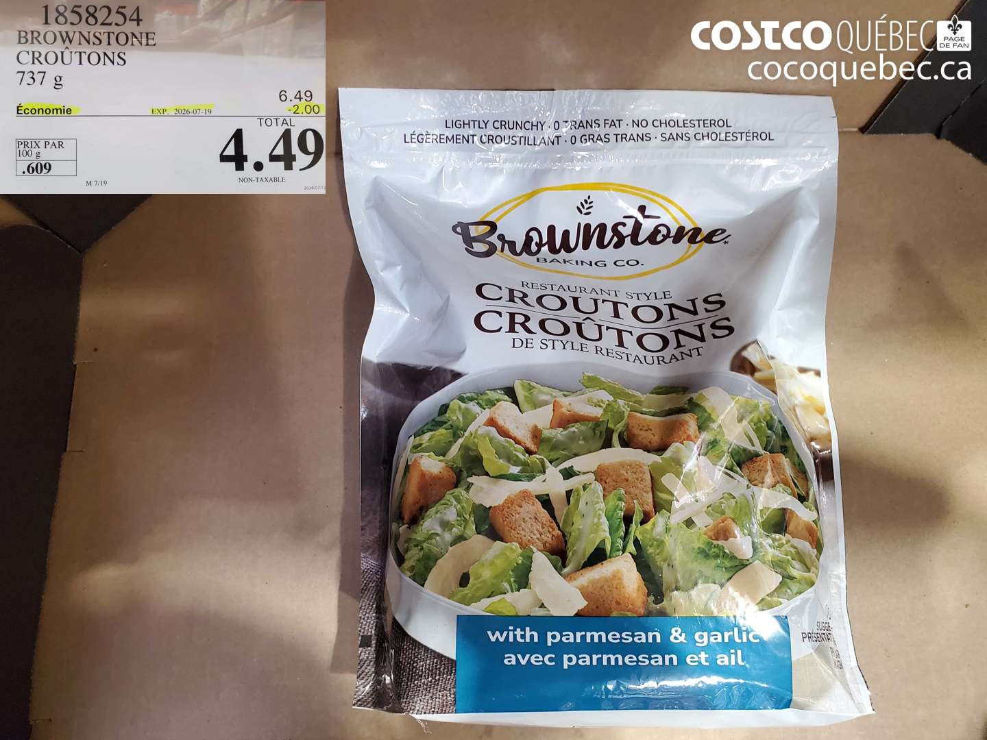 1858254 BROWNSTONE CROÛTONS 737 G ($2.00 INSTANT SAVINGS EXPIRES ON 2026-07-19) $4.49