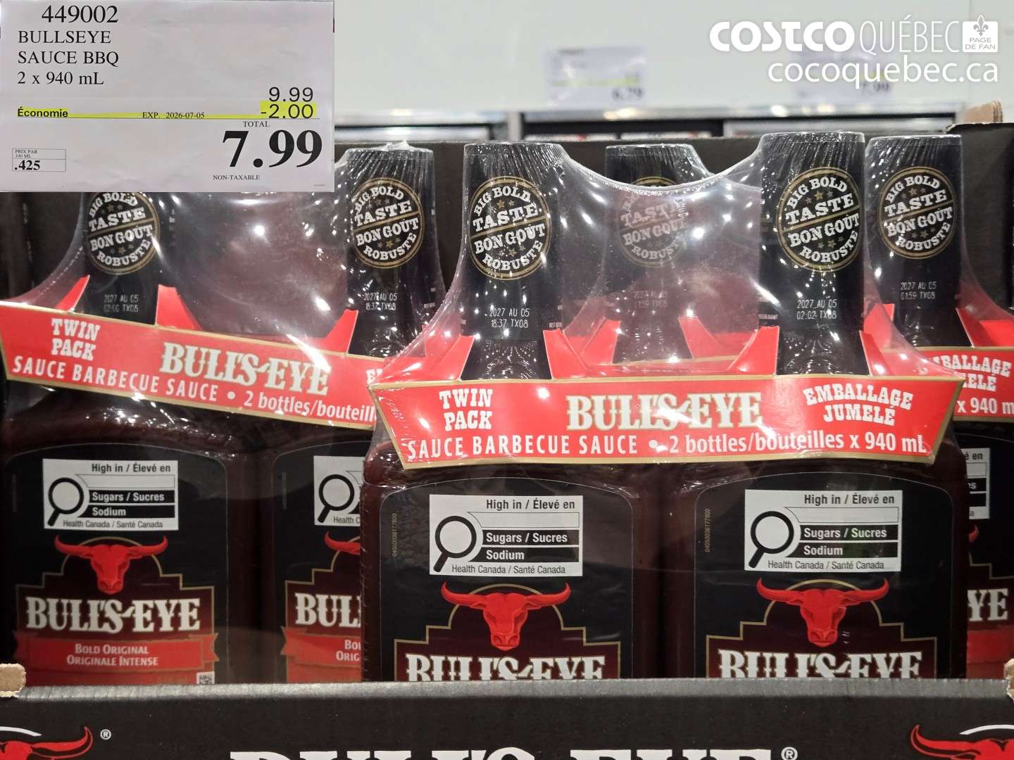 449002 BULLSEYE SAUCE BBQ ($2.00 INSTANT SAVINGS EXPIRES ON 2026-07-05) $7.99
