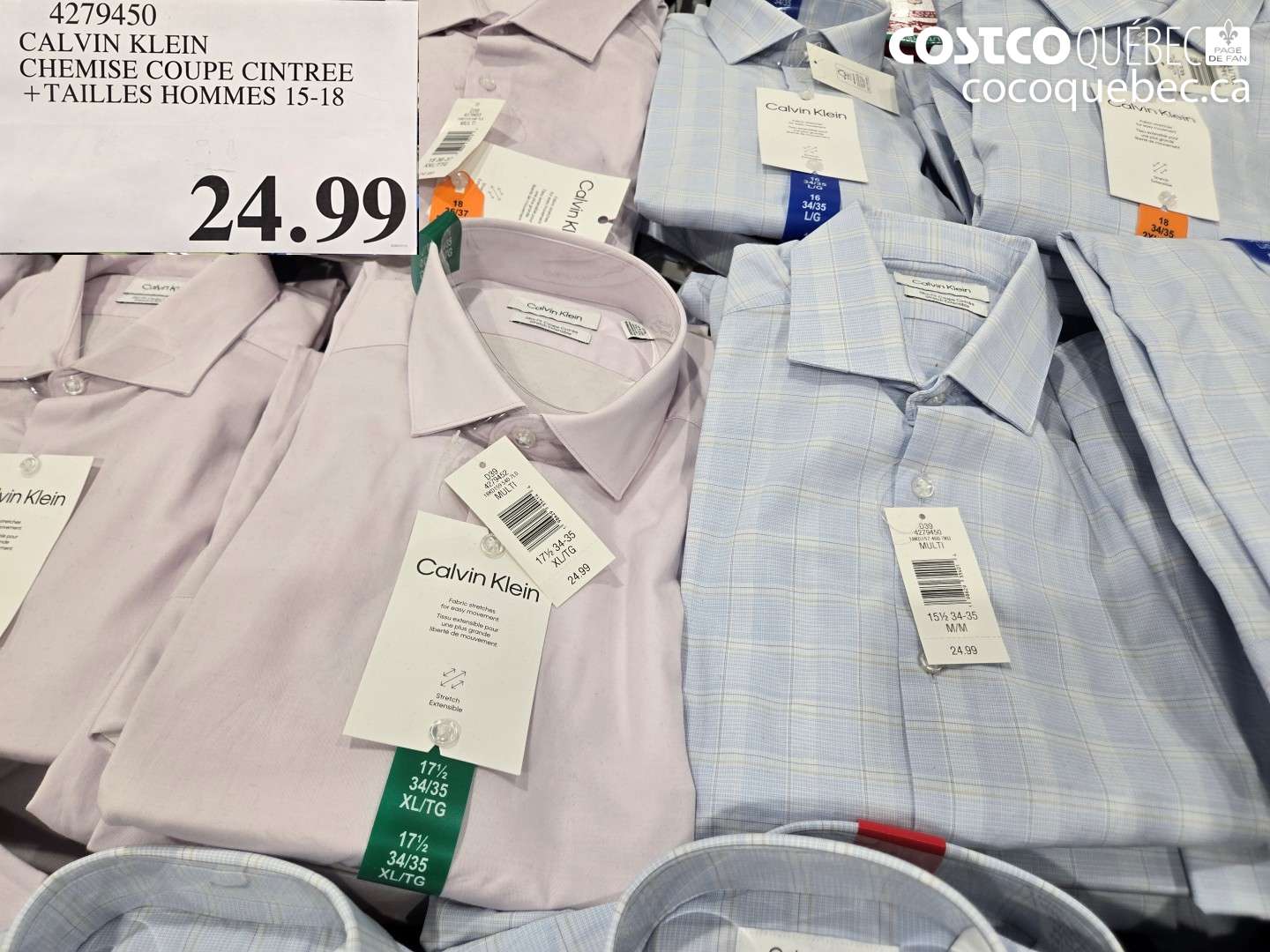 4279450 CALVIN KLEIN CHEMISE COUPE CINTREE TAILLES HOMMES 15-18 $24.99
