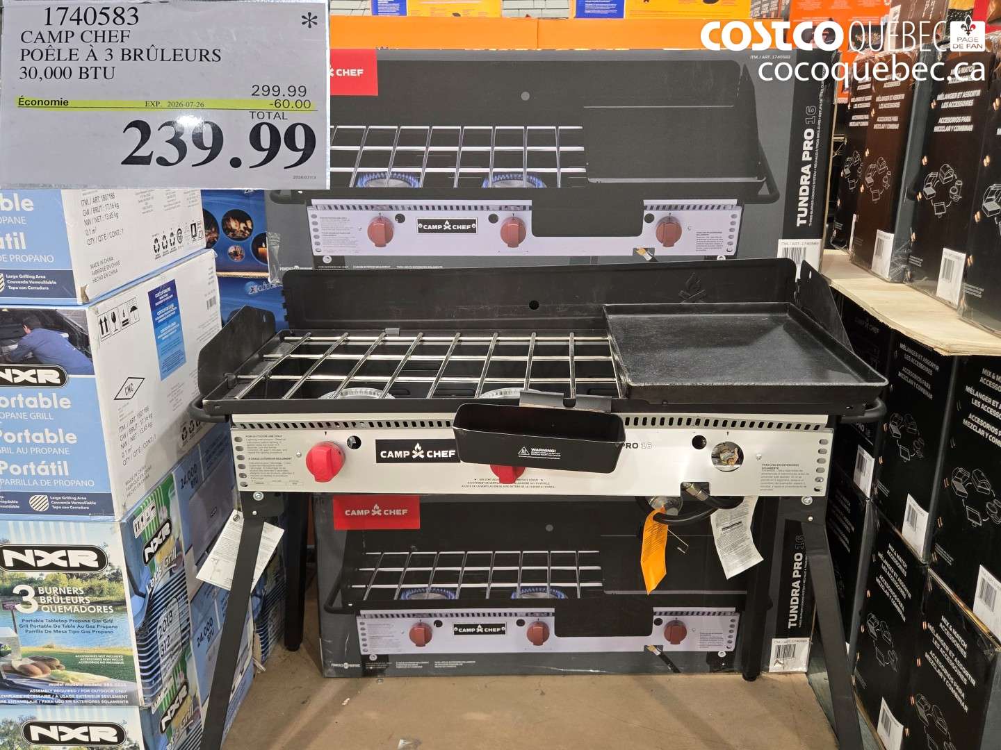 1740583 CAMP CHEF POÊLE À 3 BRÛLEURS 30.000 BTU ($60.00 INSTANT SAVINGS EXPIRES ON 2026-07-26) $239.99