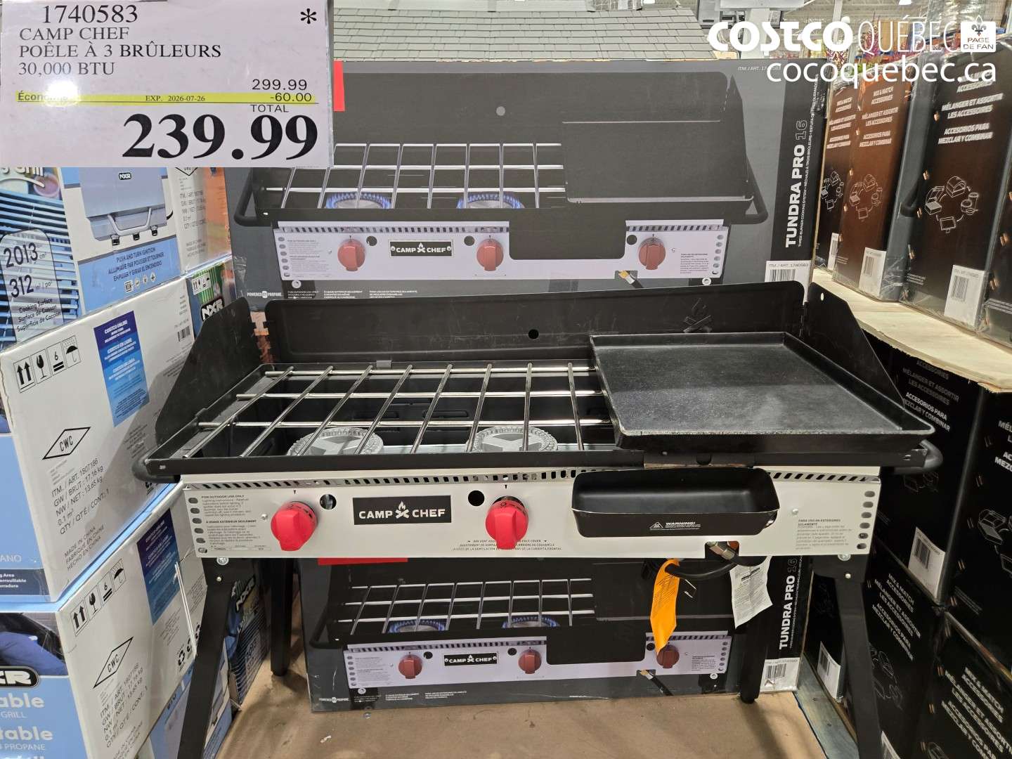 1740583 CAMP CHEF POÊLE À 3 BRÛLEURS 30.000 BTU ($60.00 INSTANT SAVINGS EXPIRES ON 2026-07-26) $239.99