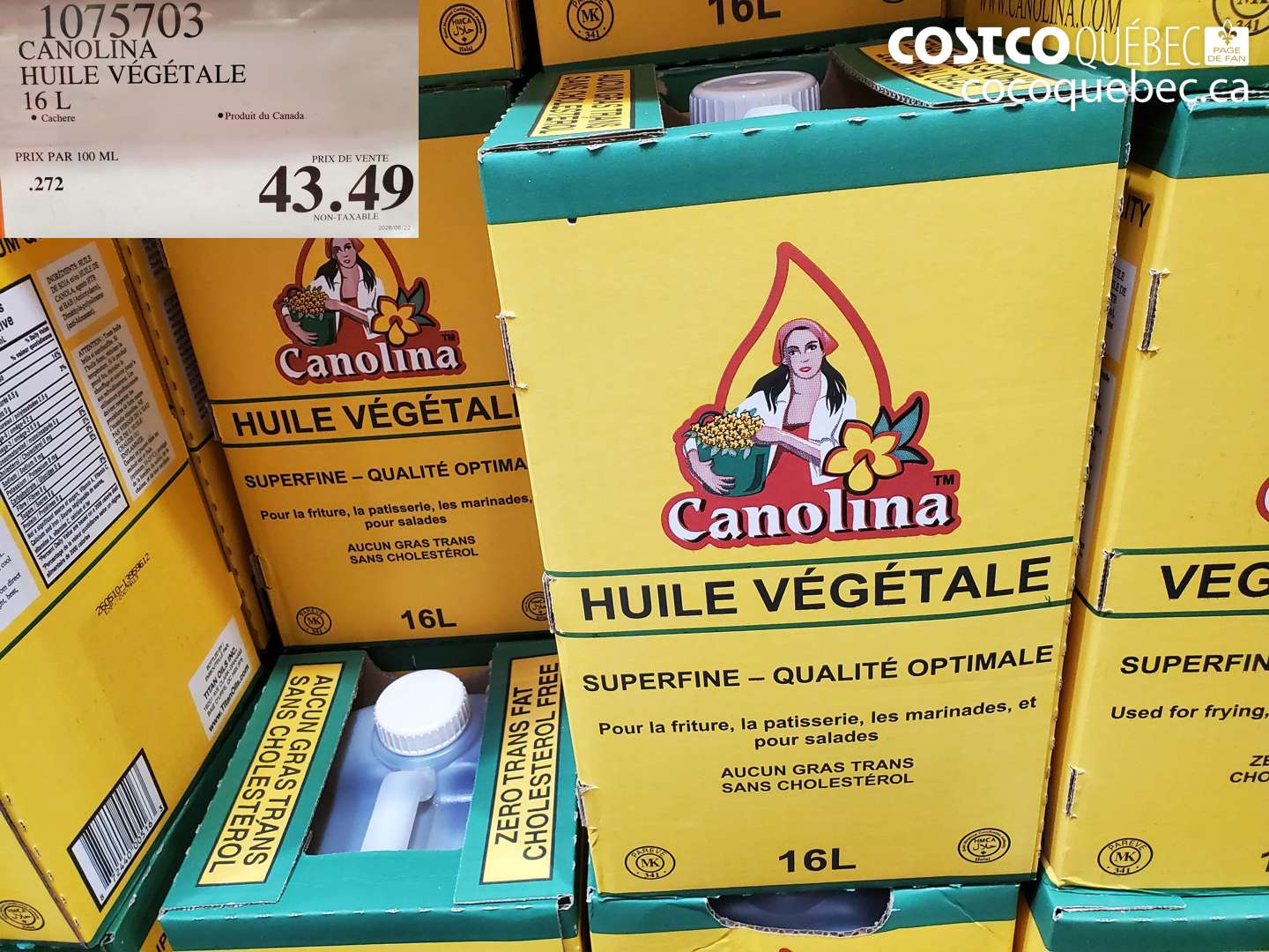 1075703 CANOLINA HUILE VÉGÉTALE 16 L $43.49