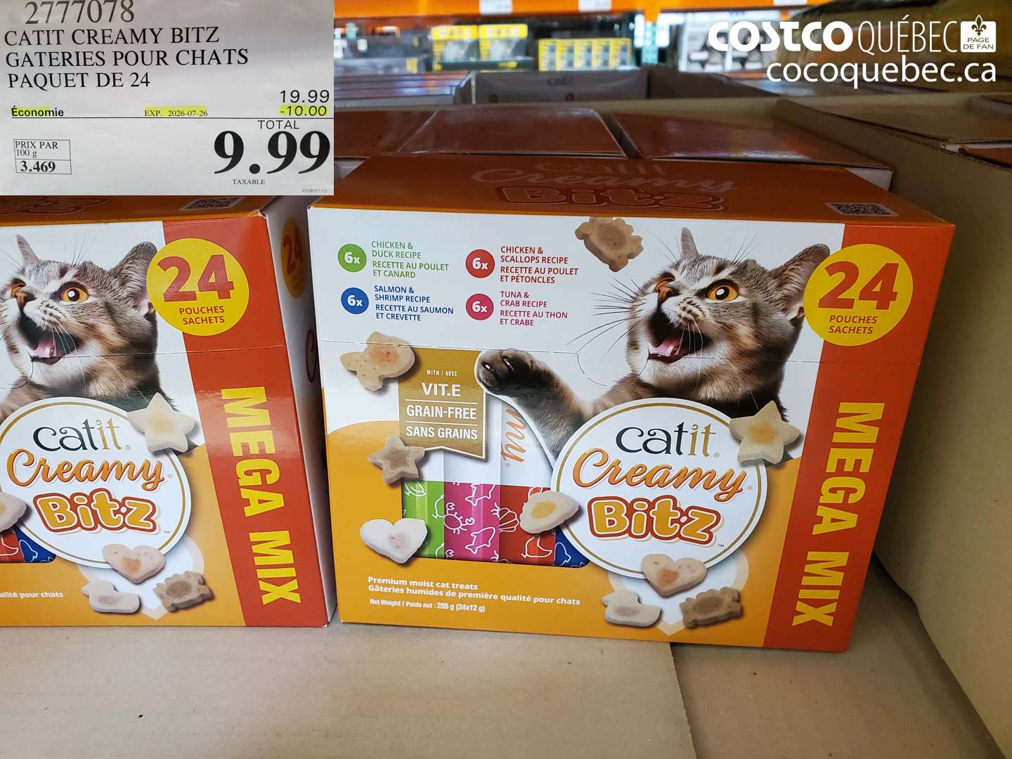 2777078 CATIT CREAMY BITZ GATERIES POUR CHATS PAQUET DE 24 ($10.00 INSTANT SAVINGS EXPIRES ON 2026-07-26) $9.99