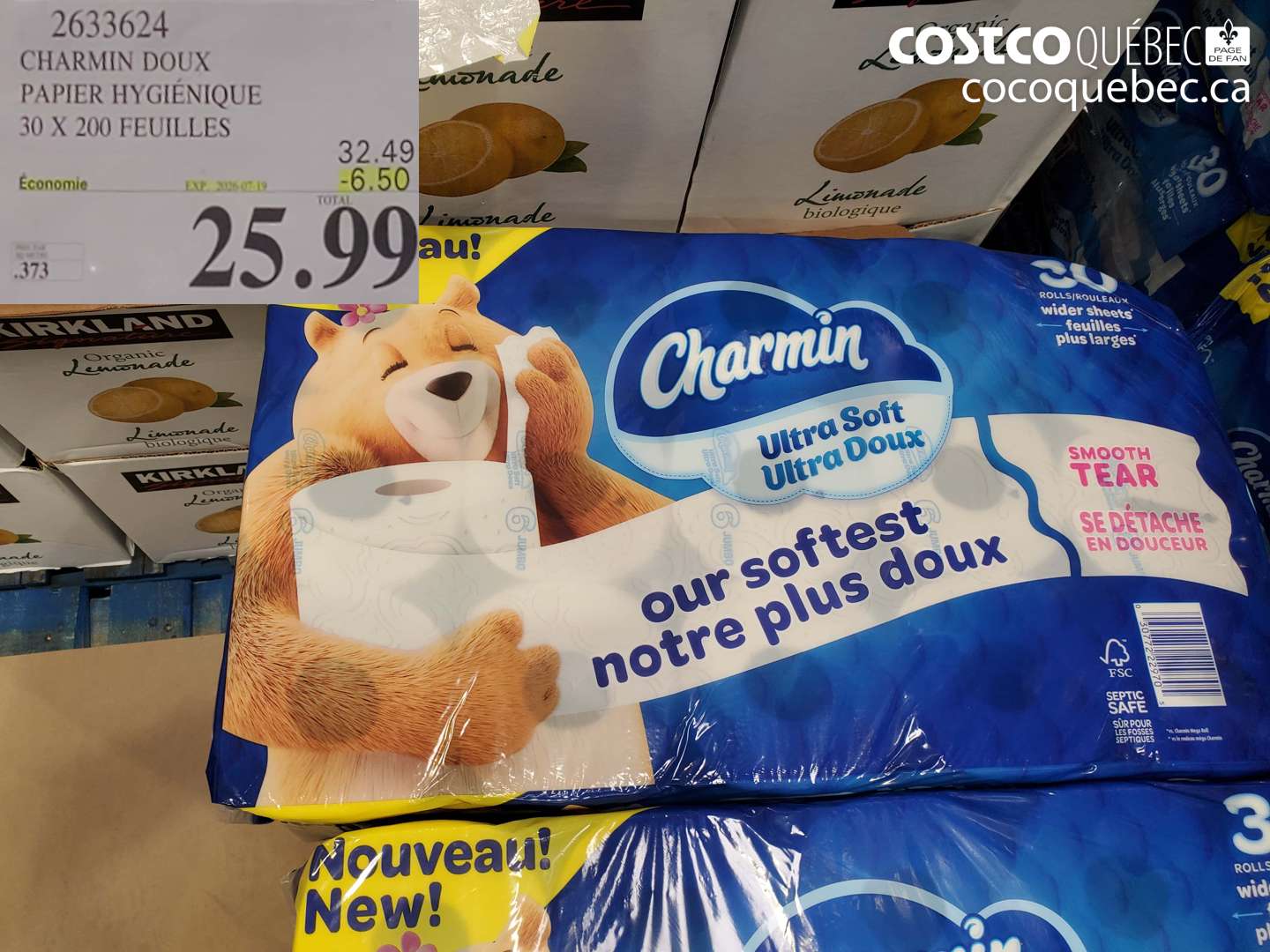2633624 CHARMIN DOUX PAPIER HYGIÉNIQUE 30 X 200 FEUILLES ($6.50 INSTANT SAVINGS EXPIRES ON 2026-07-19) $25.99