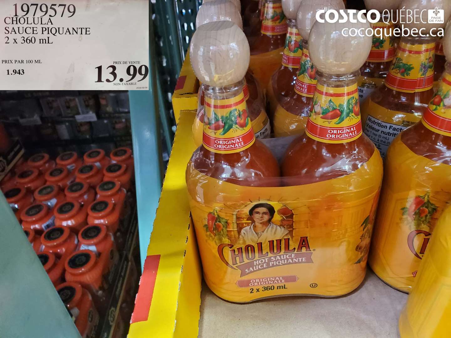 1979579 CHOLULA SAUCE PIQUANTE 2 X 360 ML $13.99