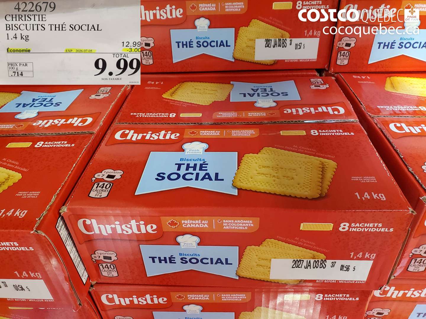 422679 CHRISTIE BISCUITS THÉ SOCIAL 1.4 KG ($3.00 INSTANT SAVINGS EXPIRES ON 2026-07-05) $9.99