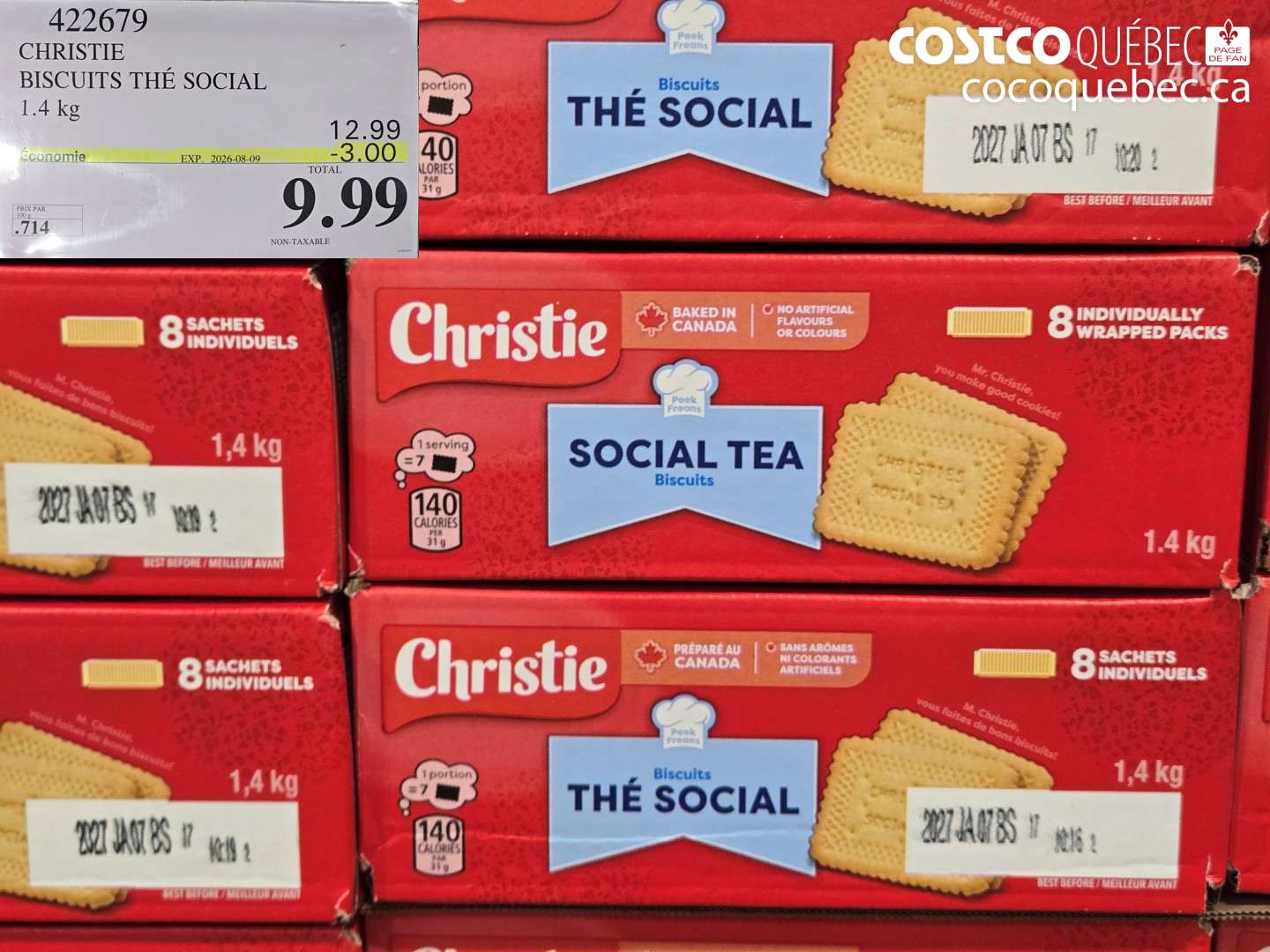 422679 CHRISTIE BISCUITS THÉ SOCIAL ($3.00 INSTANT SAVINGS EXPIRES ON 2026-08-09) $9.99