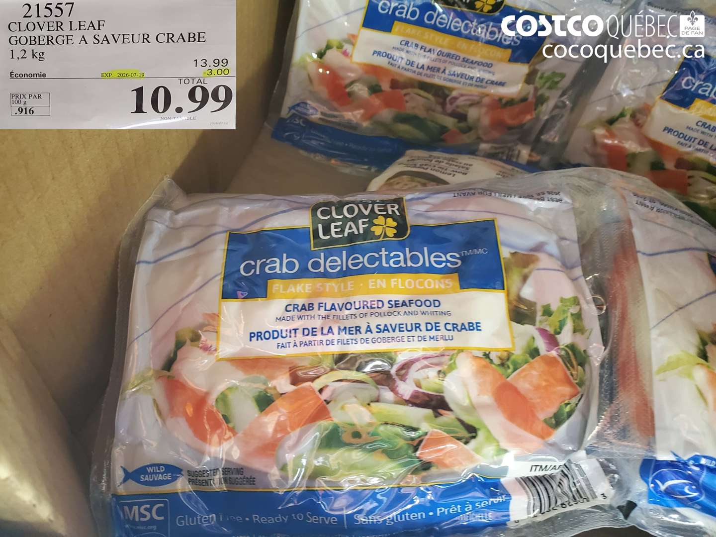 21557 CLOVER LEAF GOBERGE A SAVEUR CRABE 1.2 KG ($3.00 INSTANT SAVINGS EXPIRES ON 2026-07-19) $10.99