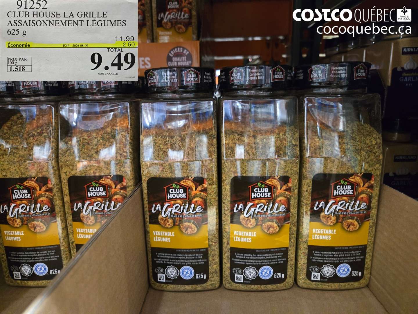 91252 CLUB HOUSE LA GRILLE ASSAISONNEMENT LÉGUMES ($2.50 INSTANT SAVINGS EXPIRES ON 2026-08-09) $9.49