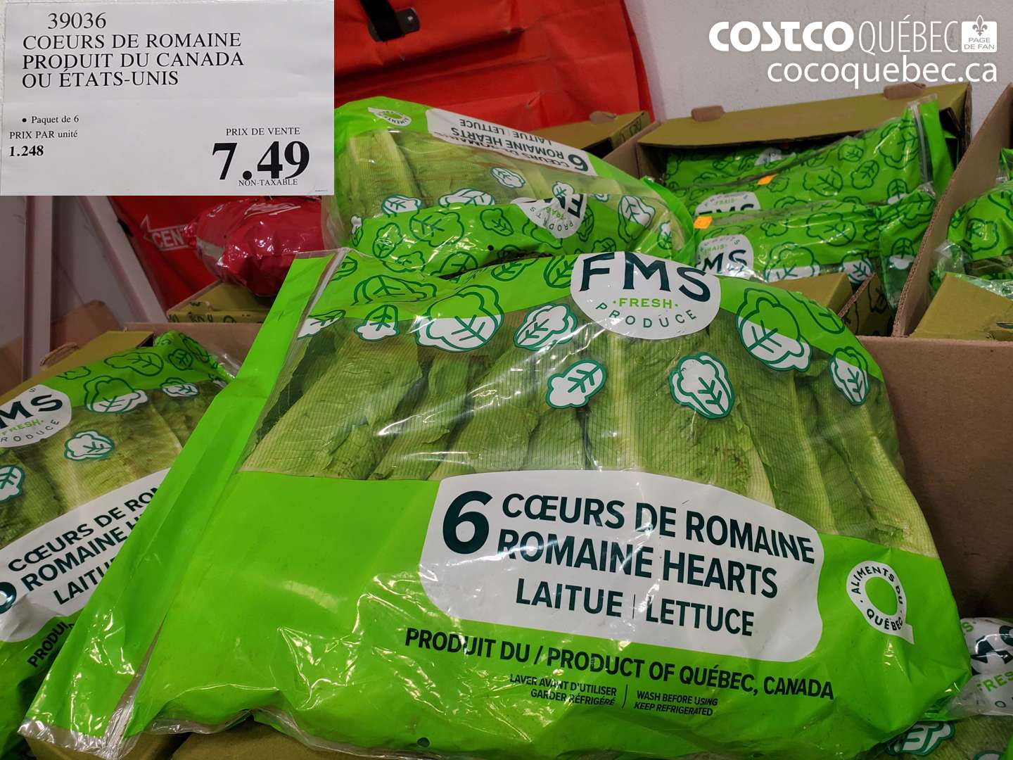 39036 COEURS DE ROMAINE PRODUIT DU CANADA OU ÉTATS-UNIS $7.49
