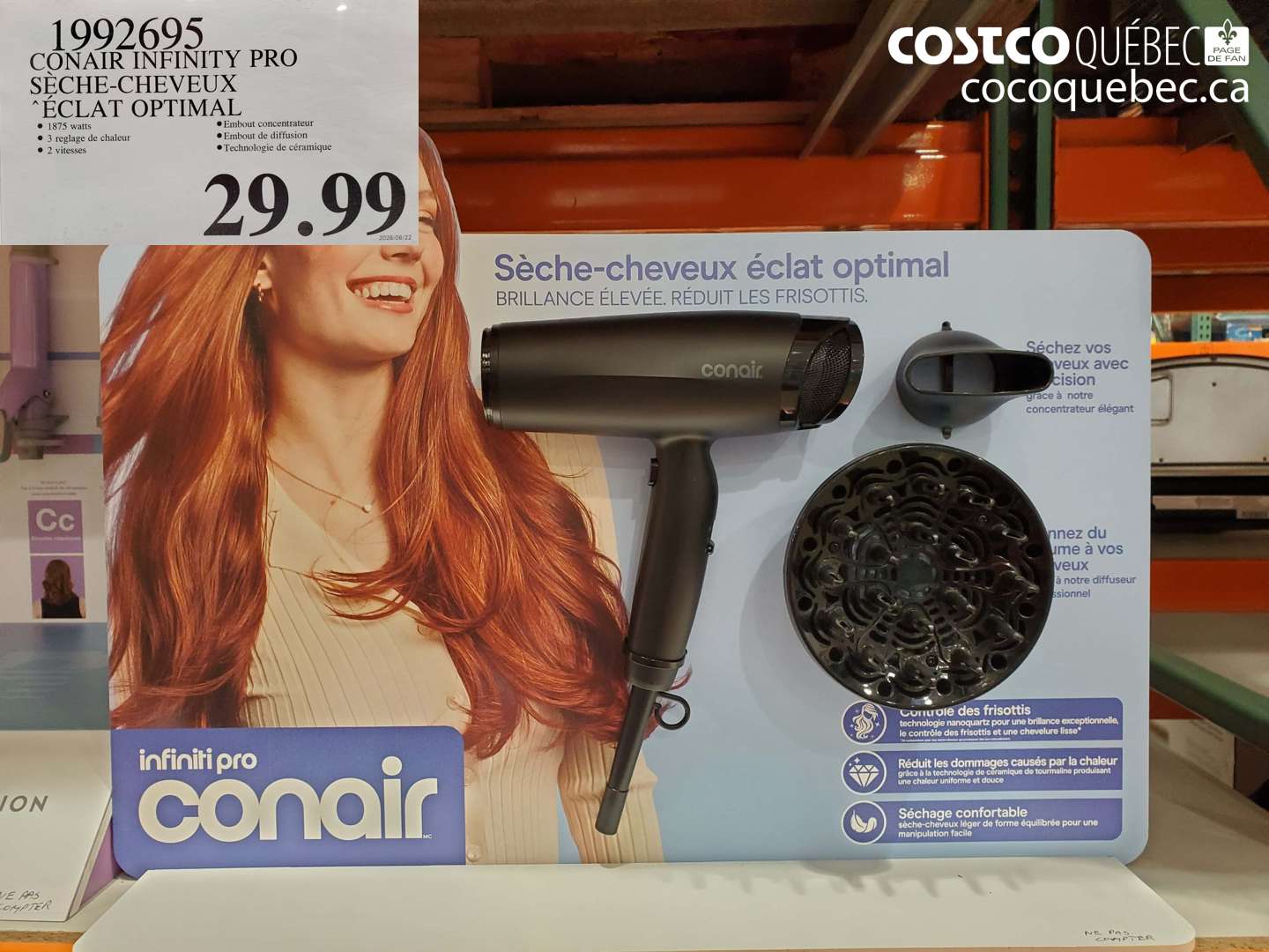 1992695 CONAIR INFINITY PRO SÈCHE-CHEVEUX ÉCLAT OPTIMAL $29.99