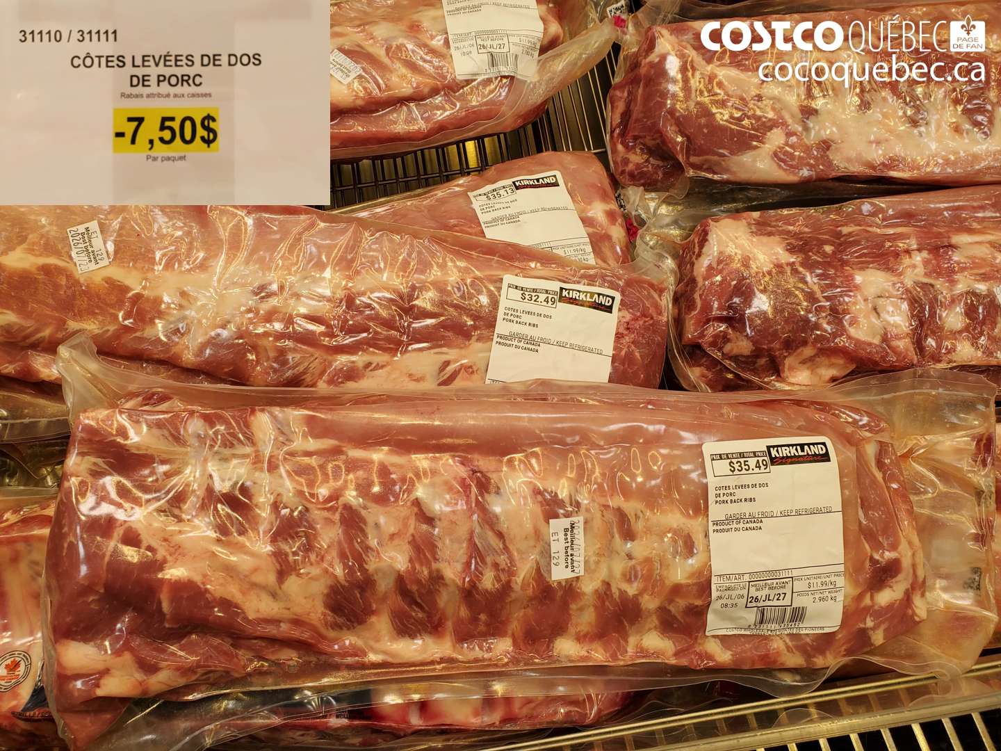 31110 CÔTES LEVÉES DE DOS DE PORC ($7.50 INSTANT SAVINGS)