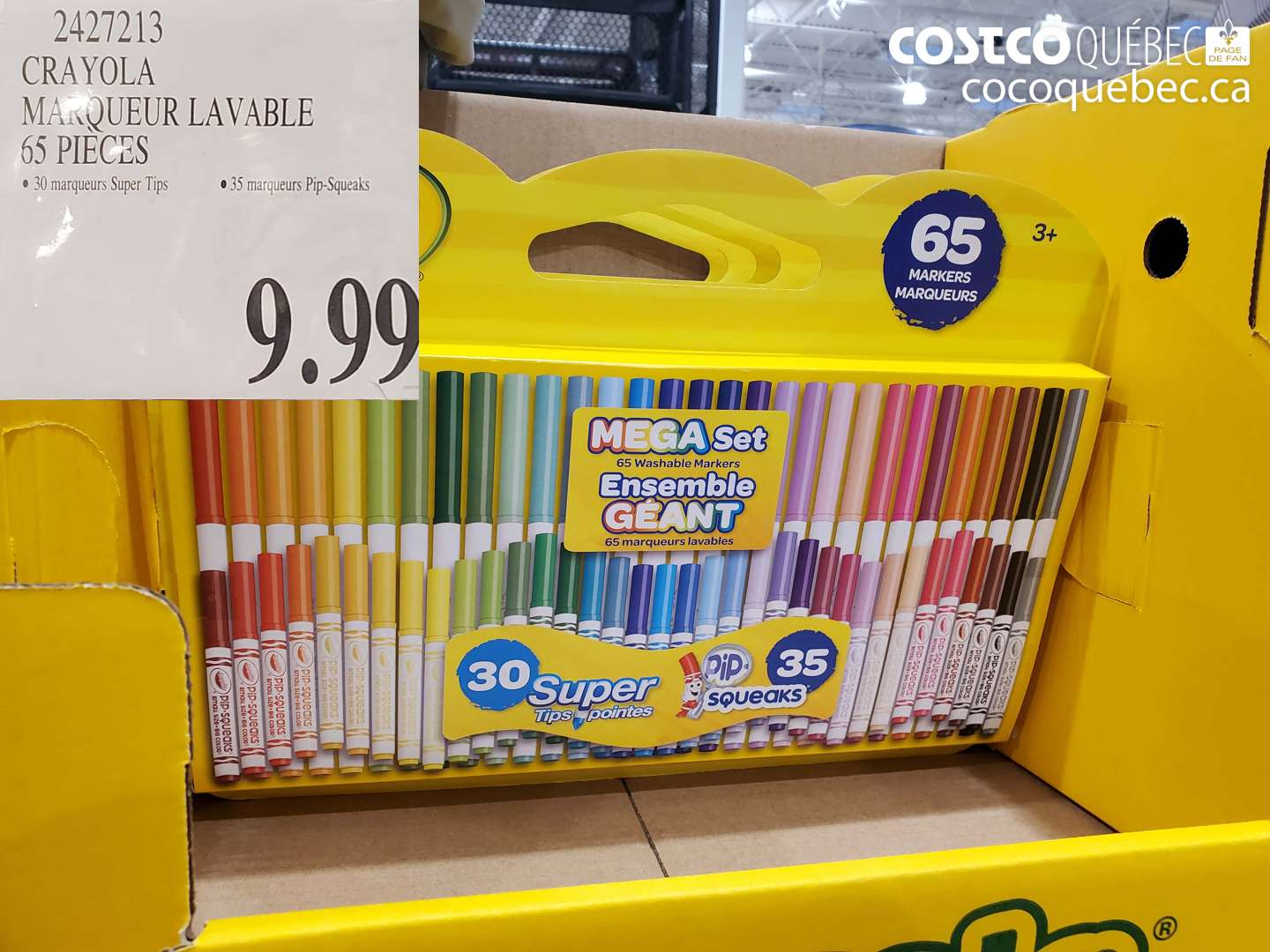 2427213 CRAYOLA MARQUEUR LAVABLE 65 PIECES $9.99