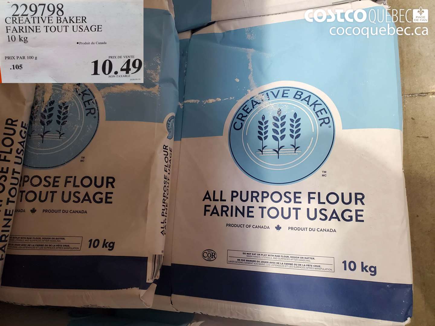 229798 CREATIVE BAKER FARINE TOUT USAGE 10 KG $10.49