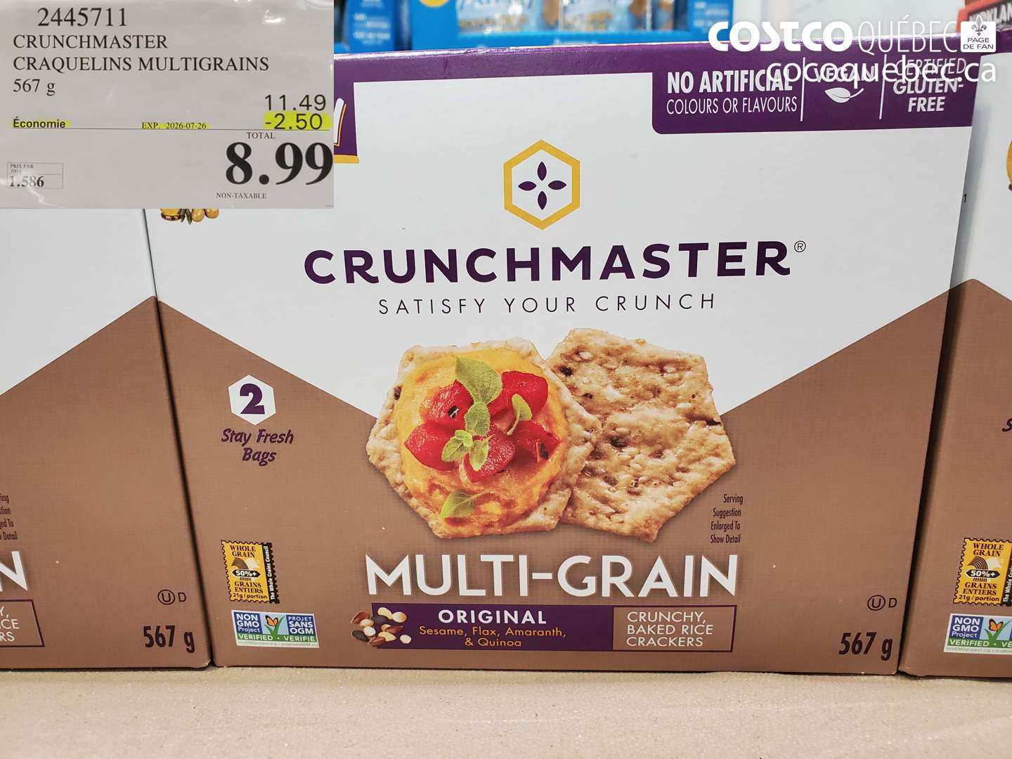 2445711 CRUNCHMASTER CRAQUELINS MULTIGRAINS 567 G ($2.50 INSTANT SAVINGS EXPIRES ON 2026-07-26) $8.99