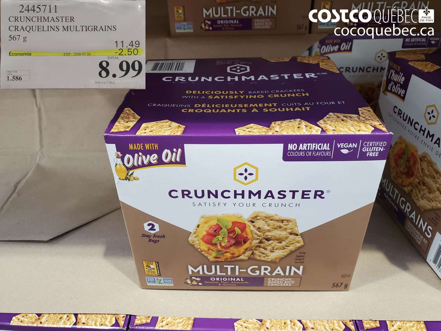 2445711 CRUNCHMASTER CRAQUELINS MULTIGRAINS 567 G ($2.50 INSTANT SAVINGS EXPIRES ON 2026-07-26) $8.99
