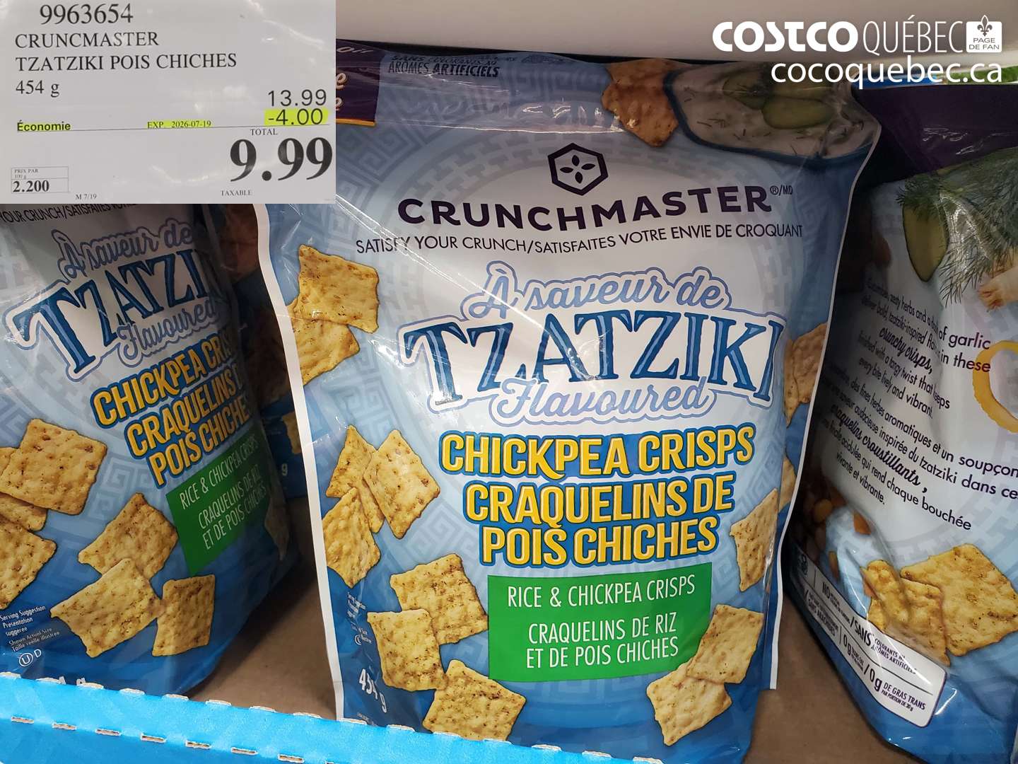 9963654 CRUNCMASTER TZATZIKI POIS CHICHES 454 G ($4.00 INSTANT SAVINGS EXPIRES ON 2026-07-19) $9.99