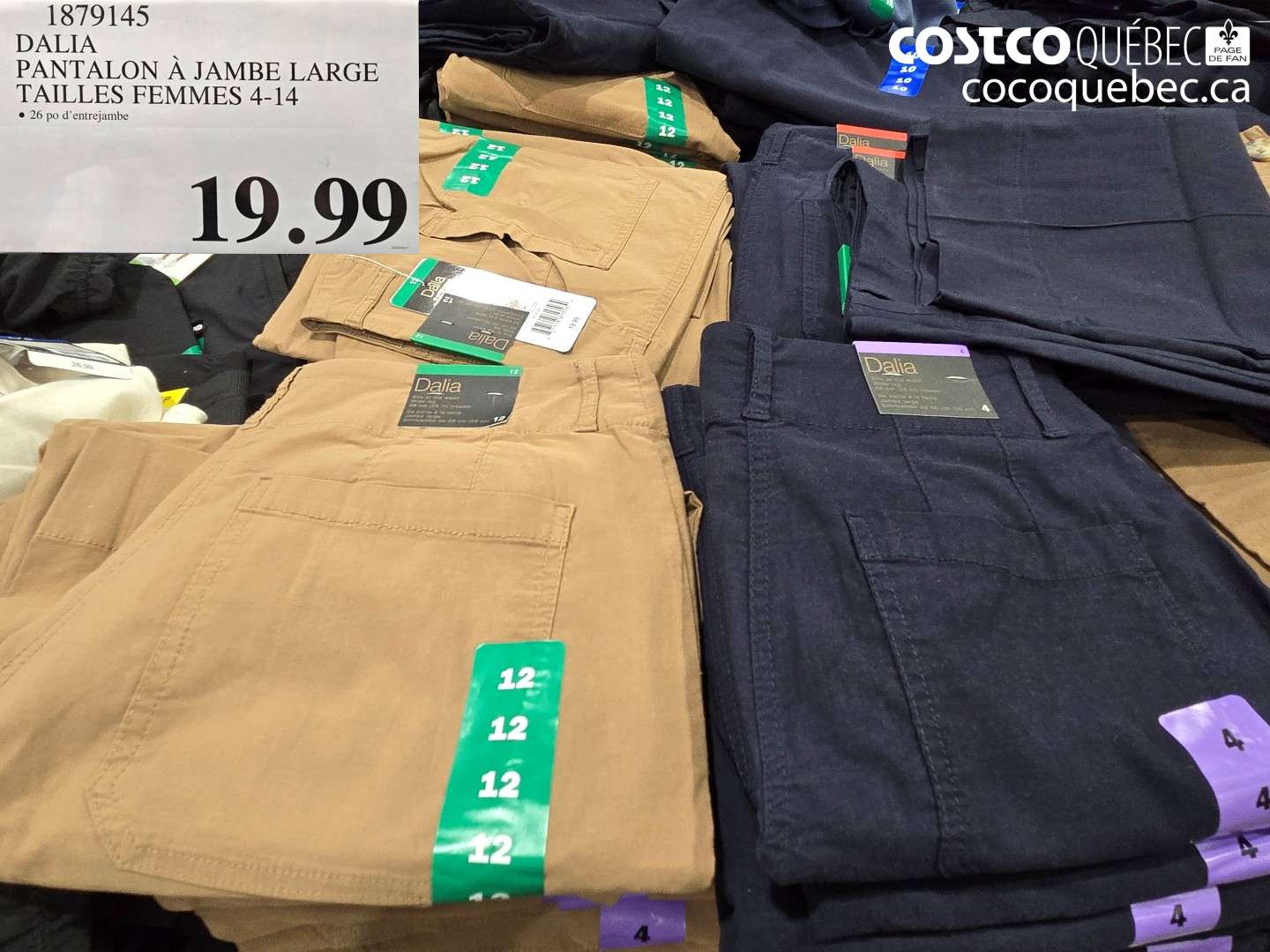 1879145 DALIA PANTALON À JAMBE LARGE TAILLES FEMMES 4-14 $19.99