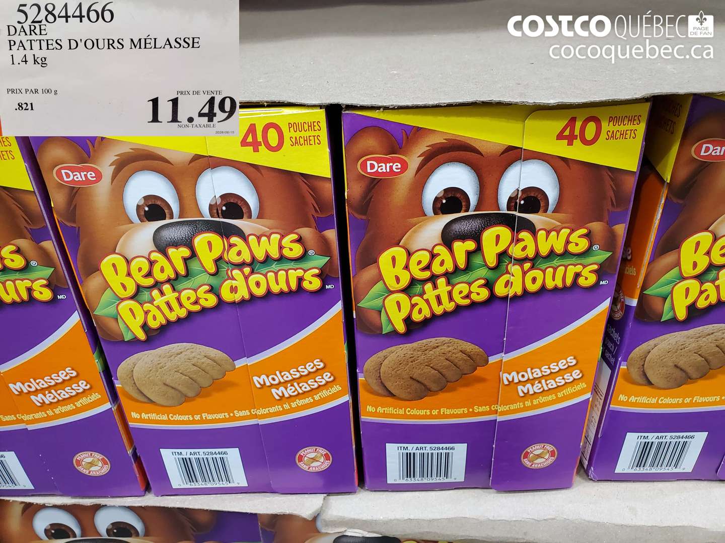 5284466 DARE PATTES D'OURS MÉLASSE 1.4 KG $11.49