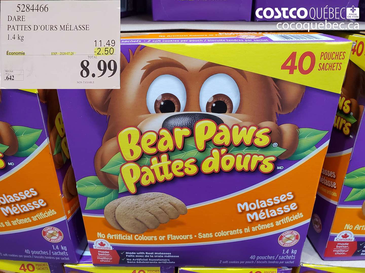 5284466 DARE PATTES D'OURS MÉLASSE 1.4 KG ($2.50 INSTANT SAVINGS EXPIRES ON 2026-07-26) $8.99