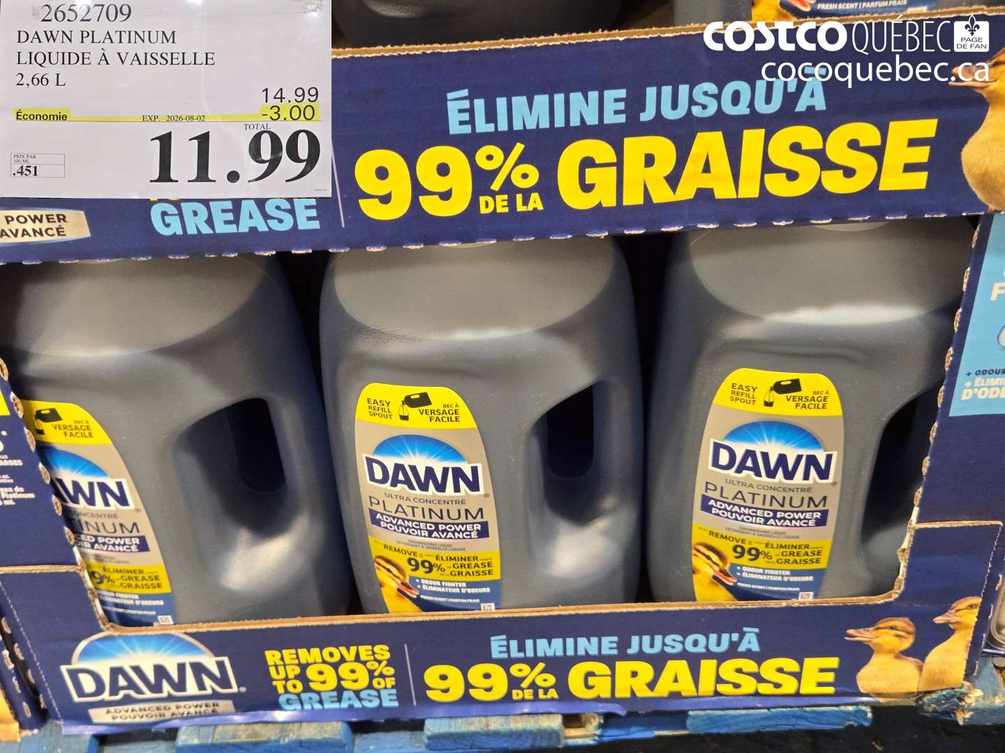 2652709 DAWN PLATINUM LIQUIDE À VAISSELLE ($3.00 INSTANT SAVINGS EXPIRES ON 2026-08-02) $11.99