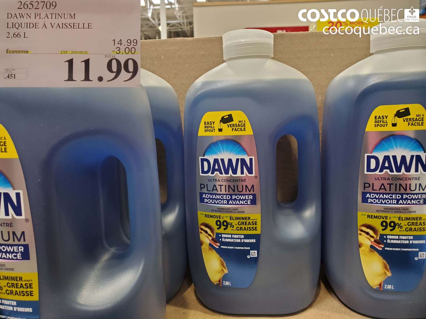 2652709 DAWN PLATINUM LIQUIDE À VAISSELLE 2.66 L ($3.00 INSTANT SAVINGS EXPIRES ON 2026-08-02) $11.99