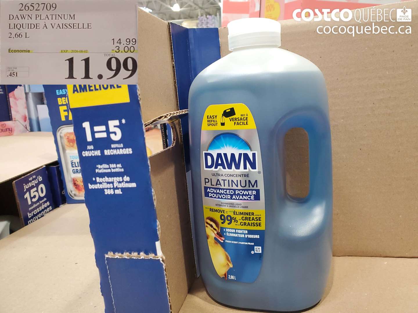 2652709 DAWN PLATINUM LIQUIDE À VAISSELLE 2.66 L ($3.00 INSTANT SAVINGS EXPIRES ON 2026-08-02) $11.99