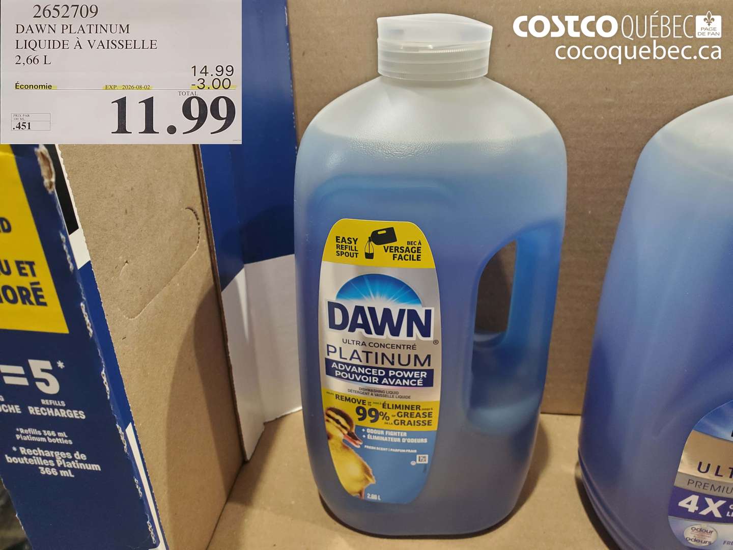 2652709 DAWN PLATINUM LIQUIDE À VAISSELLE 2.66 L ($3.00 INSTANT SAVINGS EXPIRES ON 2026-08-02) $11.99