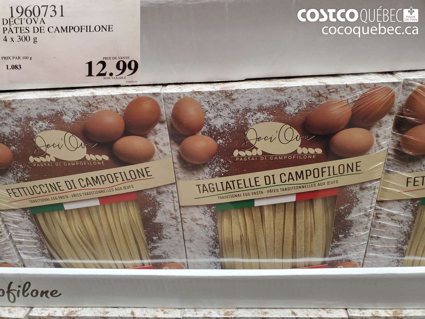 1960731 DECI'OVA PÂTES DE CAMPOFILONE 4 X 300 G $12.99