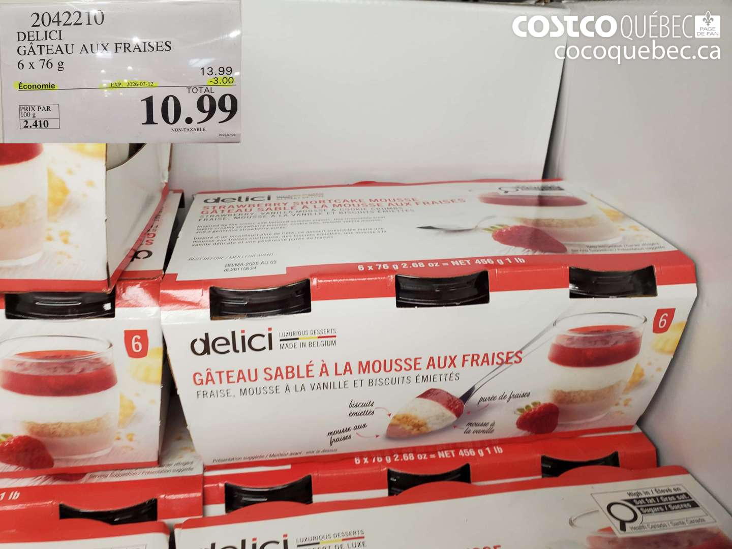 2042210 DELICI GÂTEAU AUX FRAISES 6 X 76 G ($3.00 INSTANT SAVINGS EXPIRES ON 2026-07-12) $10.99