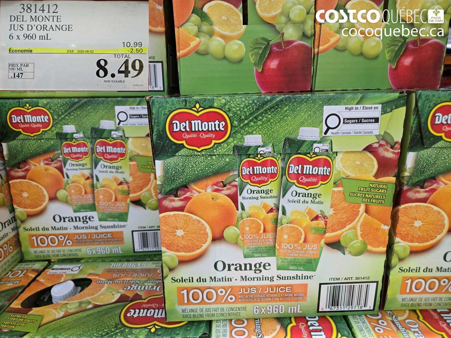 381412 DEL MONTE JUS D'ORANGE ($2.50 INSTANT SAVINGS EXPIRES ON 2026-08-02) $8.49