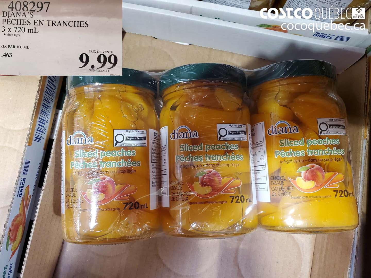 408297 DIANA'S PÊCHES EN TRANCHES 3 X 720 ML $9.99
