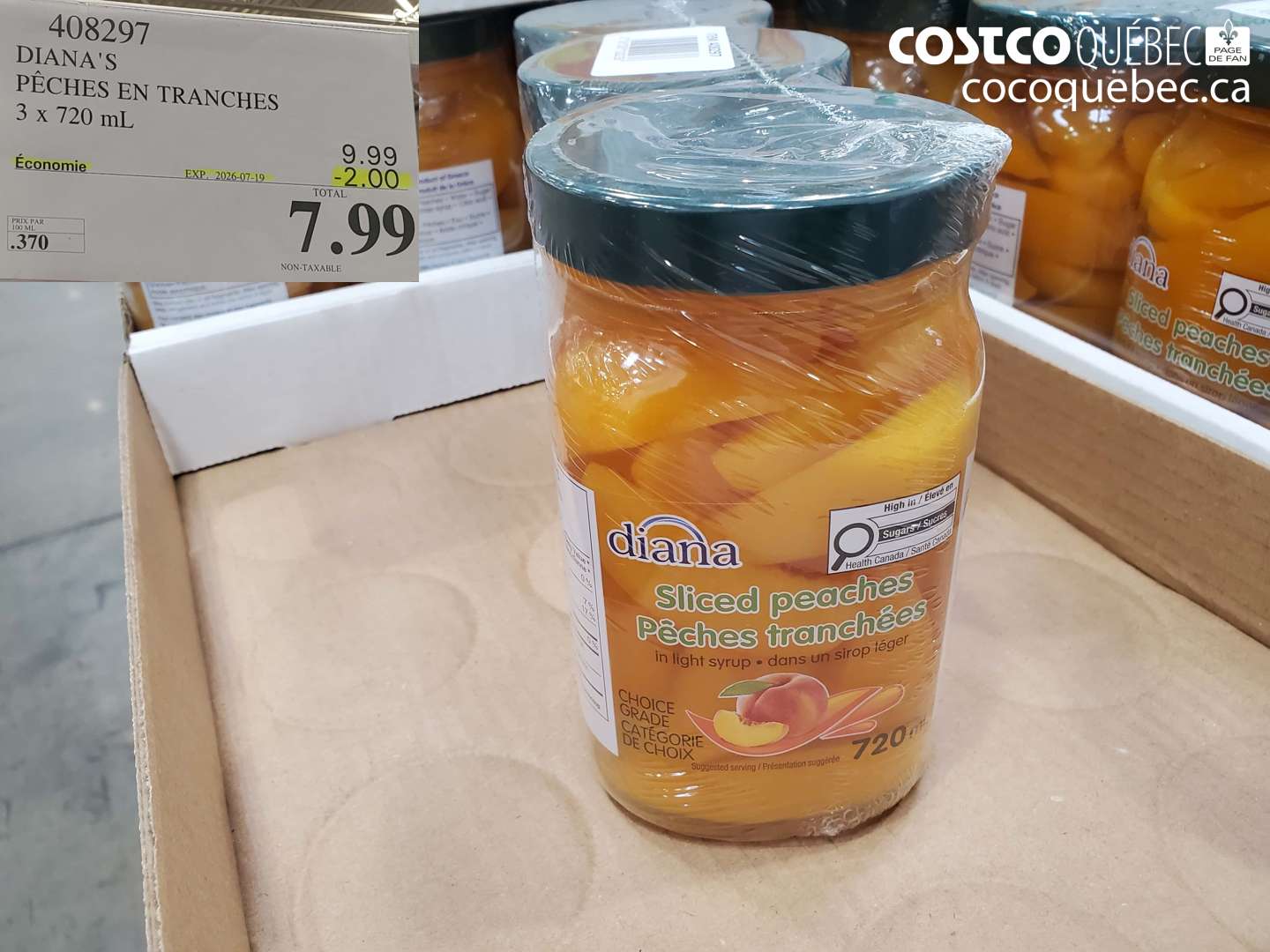 408297 DIANA'S PÊCHES EN TRANCHES 3 X 720 ML ($2.00 INSTANT SAVINGS EXPIRES ON 2026-07-19) $7.99