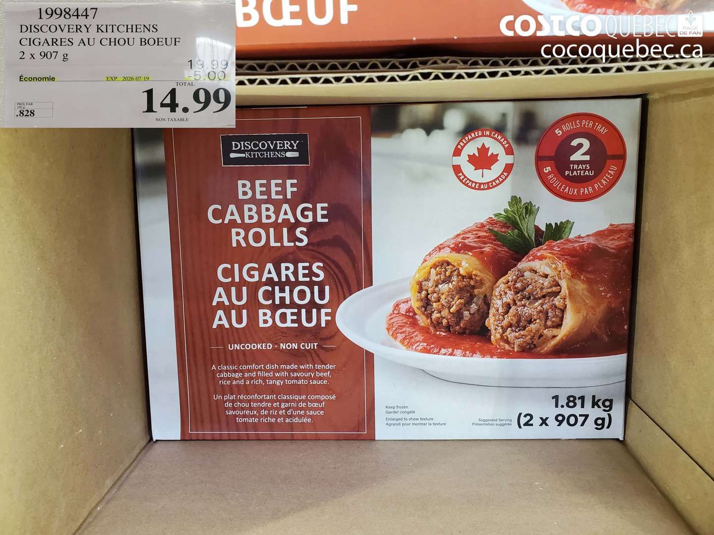 1998447 DISCOVERY KITCHENS CIGARES AU CHOU BOEUF 2 X 907 G ($5.00 INSTANT SAVINGS EXPIRES ON 2026-07-19) $14.99