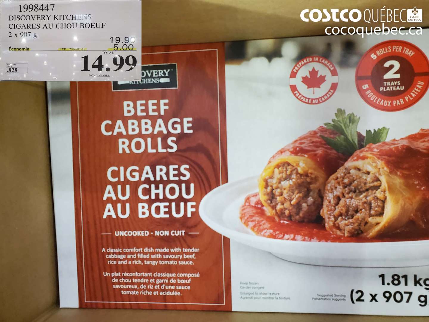 1998447 DISCOVERY KITCHENS CIGARES AU CHOU BOEUF 2 X 907 G ($5.00 INSTANT SAVINGS EXPIRES ON 2026-07-19) $14.99