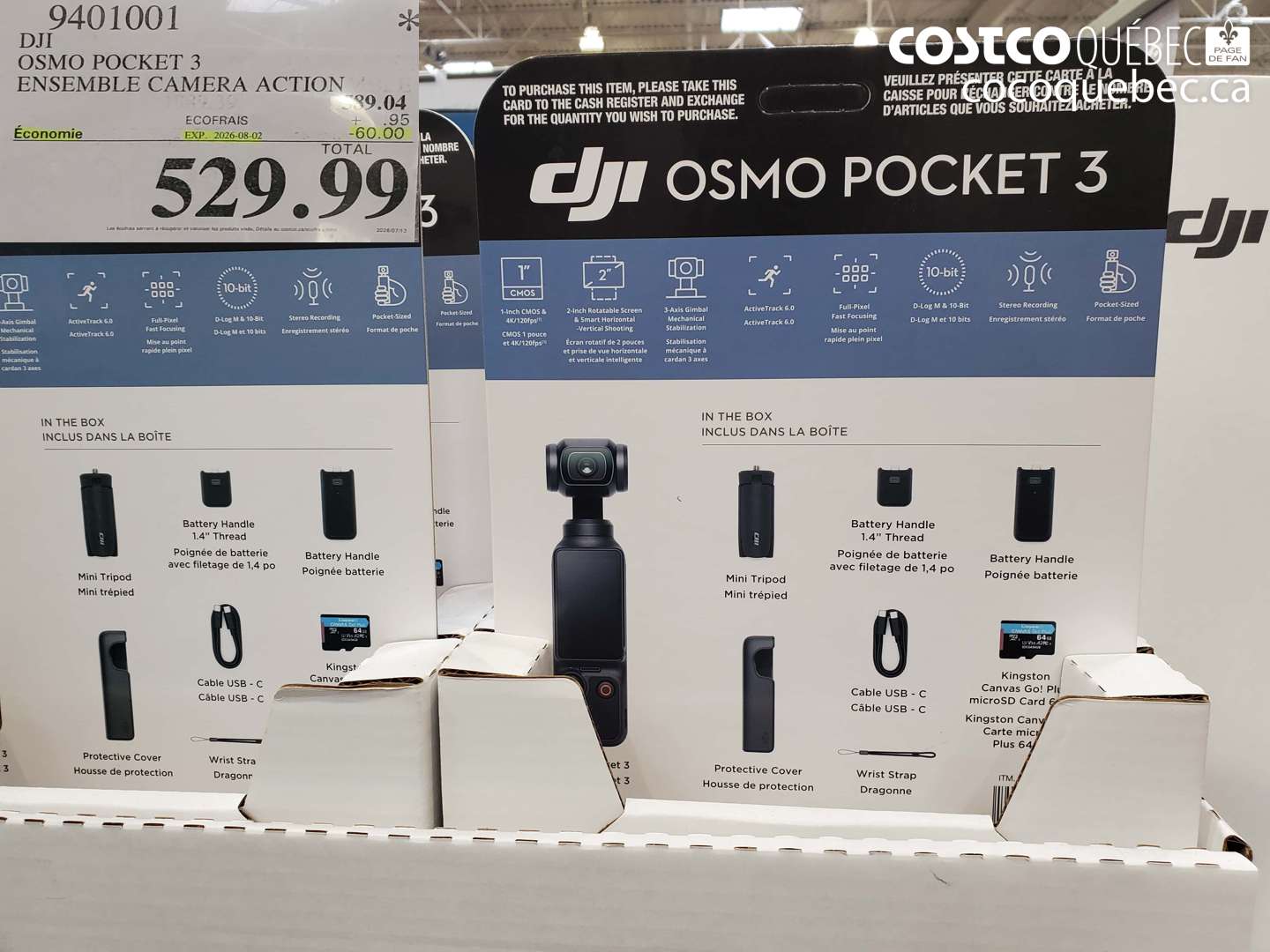 9401001 DJI OSMO POCKET 3 ENSEMBLE CAMERA ACTION ($60.00 INSTANT SAVINGS EXPIRES ON 2026-08-02) $529.99