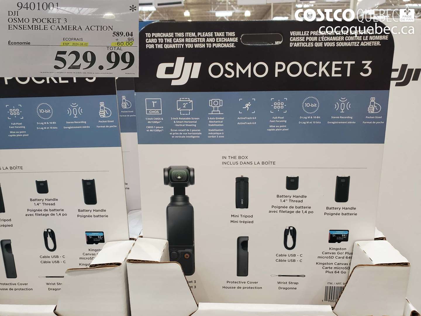 9401001 DJI OSMO POCKET 3 ENSEMBLE CAMERA ACTION ($60.00 INSTANT SAVINGS EXPIRES ON 2026-08-02) $529.99