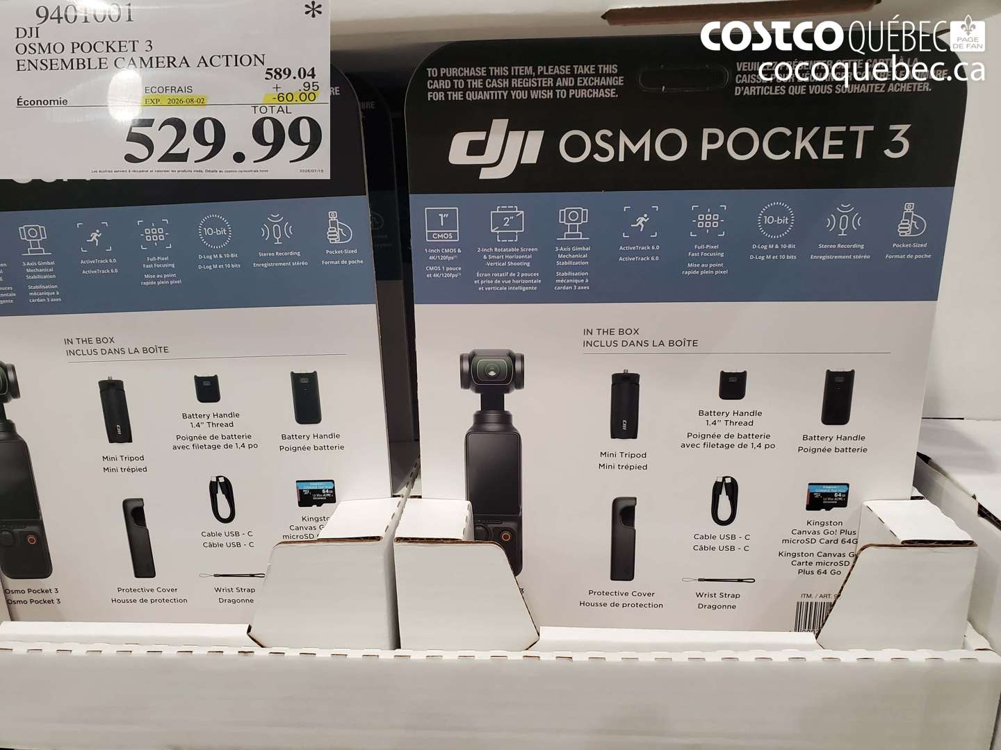 9401001 DJI OSMO POCKET 3 ENSEMBLE CAMERA ACTION ($60.00 INSTANT SAVINGS EXPIRES ON 2026-08-02) $529.99